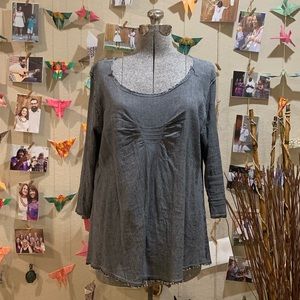 Linen Distressed Seam Blouse